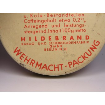 Tin of 1941 year Scho-Ka-Cola, Wehrmacht ration, with original content. Espenlaub militaria