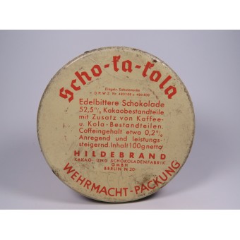 Barattolo di latta della Wehrmacht cioccolato Scho-ka-Cola. 1941 anni. Hildebrandt. Espenlaub militaria