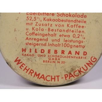 Barattolo di latta della Wehrmacht cioccolato Scho-ka-Cola. 1941 anni. Hildebrandt. Espenlaub militaria