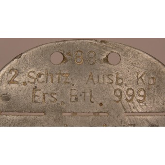 2 Schützen Ausbildung Kompanie Ersatzbataillon 999. Persoonlijk ID label. Espenlaub militaria