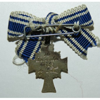 3-й Рейх. 21 мм миниатюра Креста германской матери в серебре. Espenlaub militaria