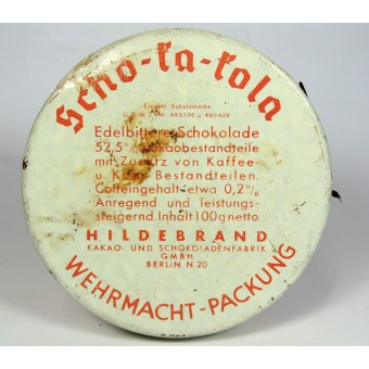 Boîte de chocolat de larmée allemande de la Seconde Guerre mondiale pour la Wehrmacht Sch-Ka-Kola 1941. Espenlaub militaria