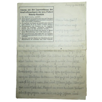 Lettre dun camp de bataillons pénitentiaires de la SS. Espenlaub militaria