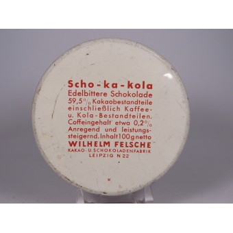 Tin of German chocolate for the Wehrmacht,  Scho-ka-kola with original content. Espenlaub militaria