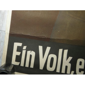Пропагандистский плакат с изображением Гитлера: Ein Volk, ein Reich, ein Führer! 24х59 см. Espenlaub militaria
