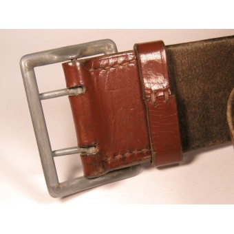 Cinturón de cuero marrón de oficial alemán con hebilla de garra para oficiales del ejército o de la Luftwaffe. Espenlaub militaria