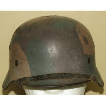 Стальной шлем Люфтваффе м40 Q66. Подписной, 4-х цветный художественный камуфляж. Espenlaub militaria