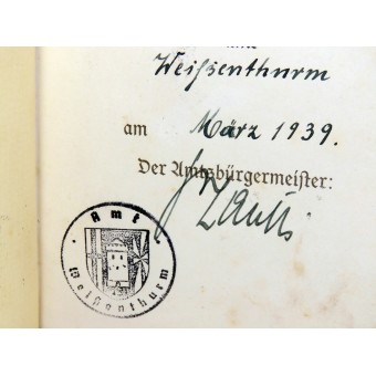 Weißenthurm stadsbruiloft cadeau Mein Kampf 1938 boek. 317-321 Auflage. Espenlaub militaria