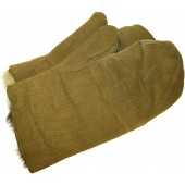 RKKA Soviet war time issue cold weather fur lined  mittens
