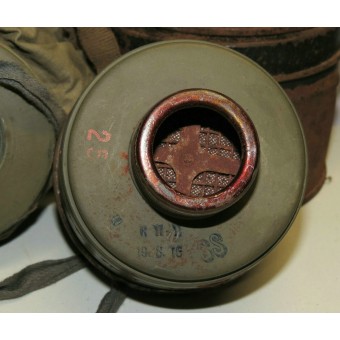 Tyska WW1 Rahmenmaske M16 med original tidig period separata behållare. Espenlaub militaria