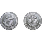 Boutons de 21mm de la Kriegsmarine, peints en argent pour l'administration de la Kriegsmarine