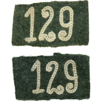 M 40 liukua dioihin Wehrmacht 129 rykmentin olkapään levyille. Espenlaub militaria