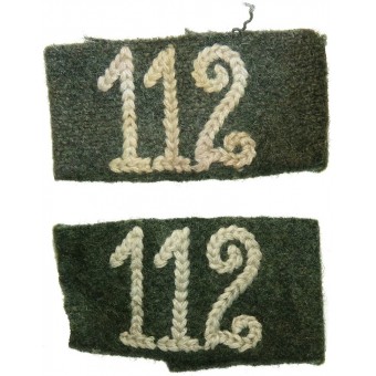 Wehrmacht Infanterieregiment 112 Aufsteckschilder für Schulterklappen.. Espenlaub militaria