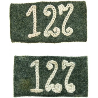 Glissières de bretelles allemandes EM/NCO de la Seconde Guerre mondiale pour le 127e régiment dinfanterie.. Espenlaub militaria