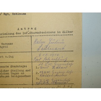 Conjunto de Panzervernichtungsabzeichen y otros premios con la documentación para el teniente Julio Hahn. Espenlaub militaria