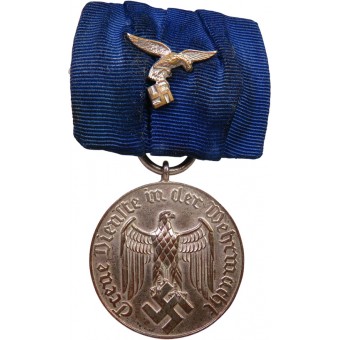 Faithfull servicio en la Wehrmacht medalla, 4 años, con la barra de la Luftwaffe. Espenlaub militaria