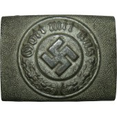 Hebilla de acero de la policía de combate del III Reich, revestida de aluminio