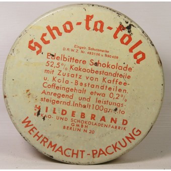 Scho-ka-kola WW2 allemand étain au chocolat pour la Wehrmacht. 1941 années. Espenlaub militaria
