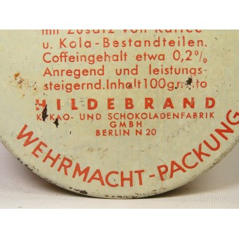 Lata de chocolate Scho-ka-kola WW2 alemán de la Wehrmacht. 1941 años. Espenlaub militaria