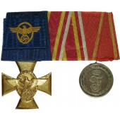 Medaljstången tillhörde en polisman, första och andra världskriget.