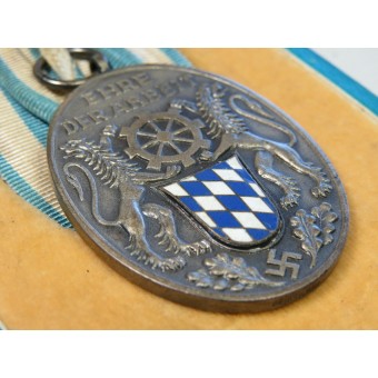 3rd Reich Bavarian Industrial Faithful Service Medal i sitt utgivningsfodral.. Espenlaub militaria