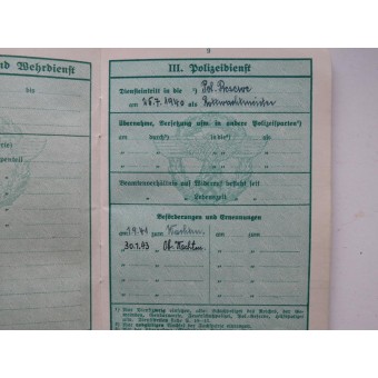 WW2 original Polizei-Dienstpaß. Bandenkampfabzeichen awarding.. Espenlaub militaria