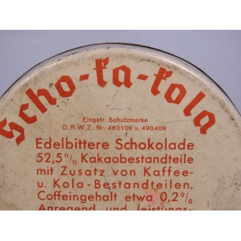 Een blikje semi-bittere Duitse chocolade voor de Wehrmacht Scho-Ka-Kola. Espenlaub militaria
