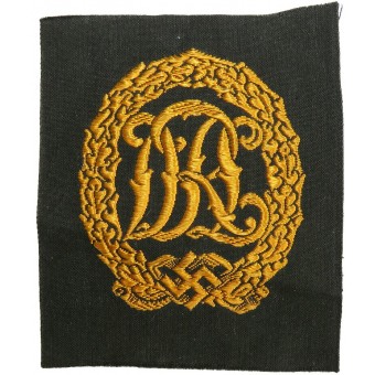 DRL Sports Badge, Bronzer Grade. Versione tessuta su rayon nero. Espenlaub militaria