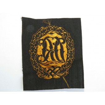 DRL Sport Badge, Bronzer année. Version tissée sur rayonne noire. Espenlaub militaria