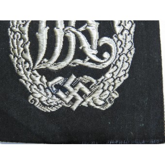 DRL Sports Badge, Silver Grade. Woven version on black rayon. Espenlaub militaria