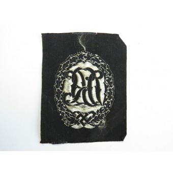 DRL Sports Badge, Silver Grade. Woven version on black rayon. Espenlaub militaria