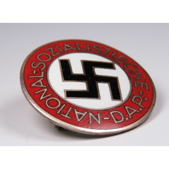 M1 / 136 NSDAP Lid Badge. Carrot-glazuur. Verzilverd staal. Espenlaub militaria