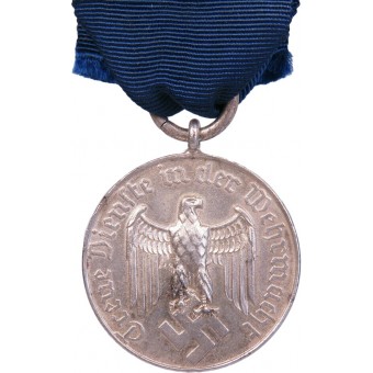 Treuse Dienste in der Wehrmacht. Medaille - vier jaar dienst in de Wehrmacht. Verzilverd staal. Espenlaub militaria