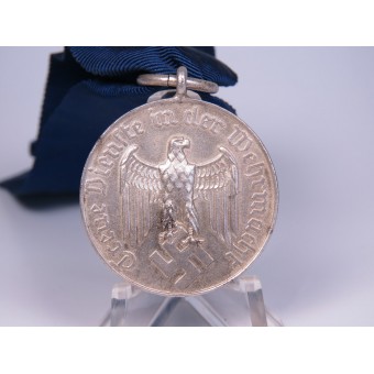 Treue Dienste in der Wehrmacht. Medalj - Fyra års tjänstgöring i Wehrmacht. Försilvrad stål. Espenlaub militaria