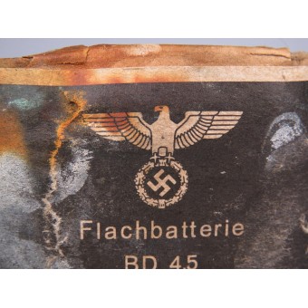 Flachbatterie BD 4,5 Volt DIN VDE 1210. Wehrmacht plattbatteri för 4,5 Volt ficklampor. Espenlaub militaria