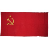 Sovjetunionens flagga. Bomull. Storlek: 80 x 150 cm. Tillverkad före andra världskriget.