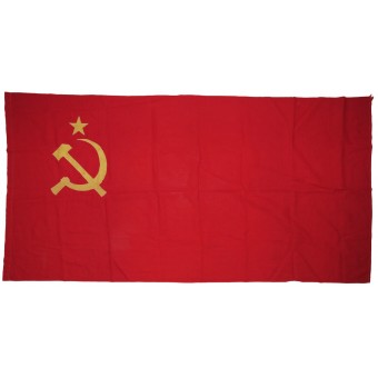Bandera de la URSS. Algodón. Tamaño: 80 x 150 cm. Fabricada antes de la Segunda Guerra Mundial.. Espenlaub militaria