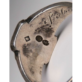 Silberner patriotischer Ring eines estnischen Freiwilligen in der Waffen-SS. Espenlaub militaria