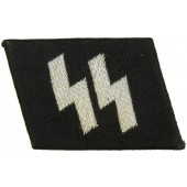 Waffen SS Unteroffizier aluminisierte Faden maschinengewebte Kragenspiegel