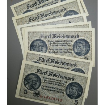 Ocupación Reichsmarks para los territorios del este 5 Reichsmark. Espenlaub militaria
