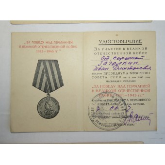 Drie medailles met documenten uitgegeven aan senior sergeant Gagolkin Ivan. Espenlaub militaria