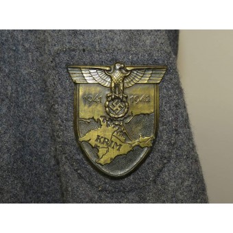 Luftwaffe Flak teniente túnica con Premio de escudo KRIM.. Espenlaub militaria