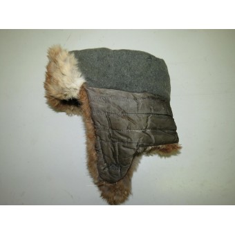 Wehrmacht winter fur hat with sewn-in insignia.. Espenlaub militaria