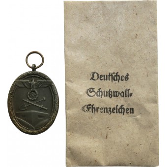 Deutsches Schutzwall Medaille. C. Poellath en la bolsa.. Espenlaub militaria