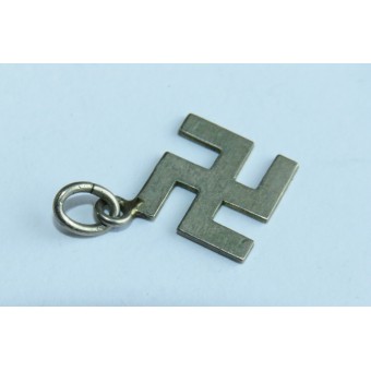 Pendentif miniature en forme de croix gammée. 9 mm. Espenlaub militaria