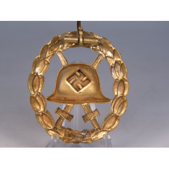 Gold Wound Badge 1939 with Blackened Finish and Gilt. Espenlaub militaria