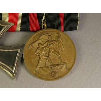 IJzeren Kruis tweede klasse 1939 door W. Deumer in Ludenscheid en Sudetenland medaillebalk. Espenlaub militaria