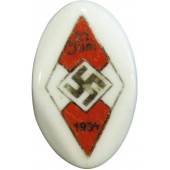 Pin de las HJ del 21 de junio de 1934. Pin de participación deportiva de las Juventudes Hitlerianas alemanas