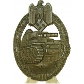 Panzersturmabzeichen in Bronze, Rückseite mit Namen des Besitzers.