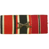 German soldier ribbon bar, EK II, KVK w/swords, Eastern campaign medal